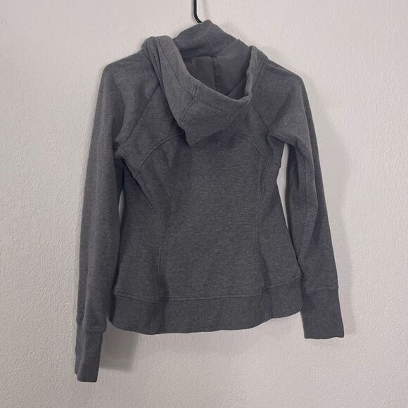 Athleta Grey Fleece Lined Hooded Zip Up Sweatshirt - Picture 2 of 7